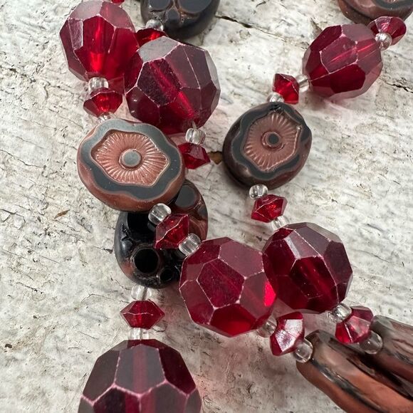 Vintage 1950s German Unusual Beaded Necklace And Earring Set - Picture 2 of 11